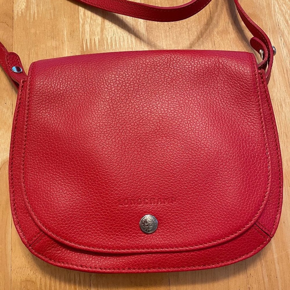 Longchamp Le Foulonne Red Leather Crossbody Bag